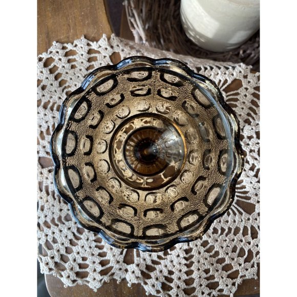 E.O. BRODY VASE - Smoky Brown - Scalloped - Footed Compote - Chalice - 5 1/2" - Picture 2 of 7
